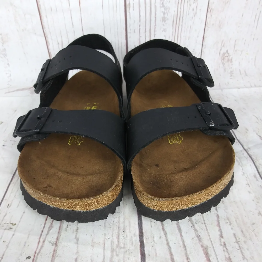 Birkenstock Milano Sandals Shoes Mens 44 Size 11 Brown Leather Slingback 3 Strap - Picture 3 of 13